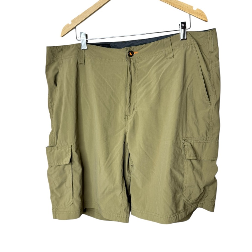 Orvis Cargo Shorts Men's Green Flat Front Multi-Pocket Nylon Blend